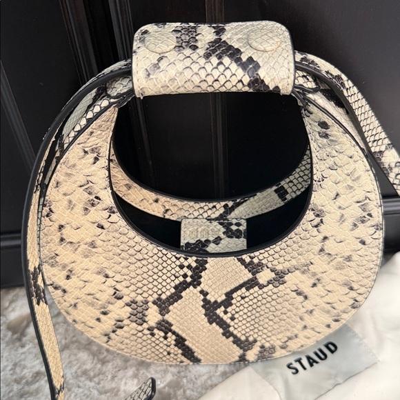 STAUD Goodnight Moon Leather Bag White Snake - Picture 10 of 13